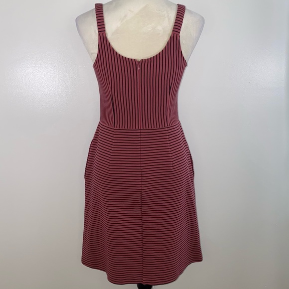LOFT stripe sleeveless mini dress size 2 pink/black - Picture 3 of 13